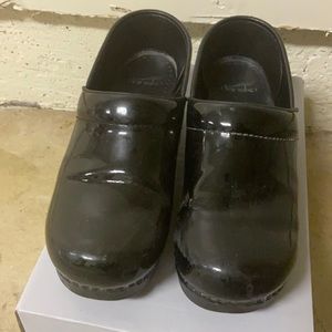 Dansko black glossy clogs